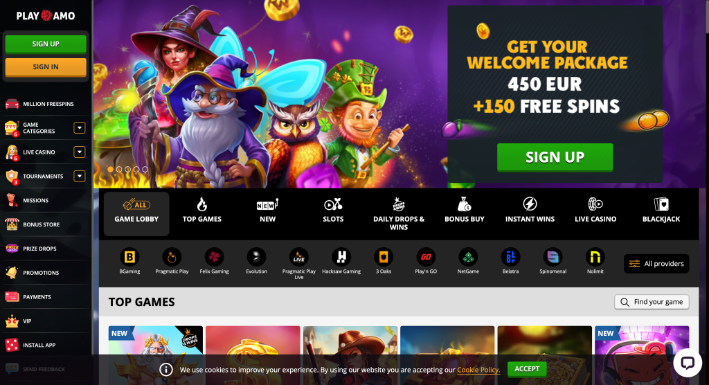 Home page PlayAmo